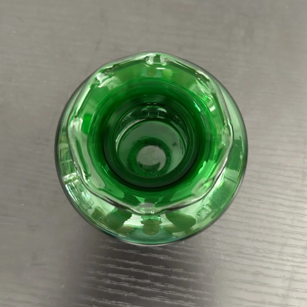 Anchor Hocking Forest Green Vintage Crimped Bud Vase